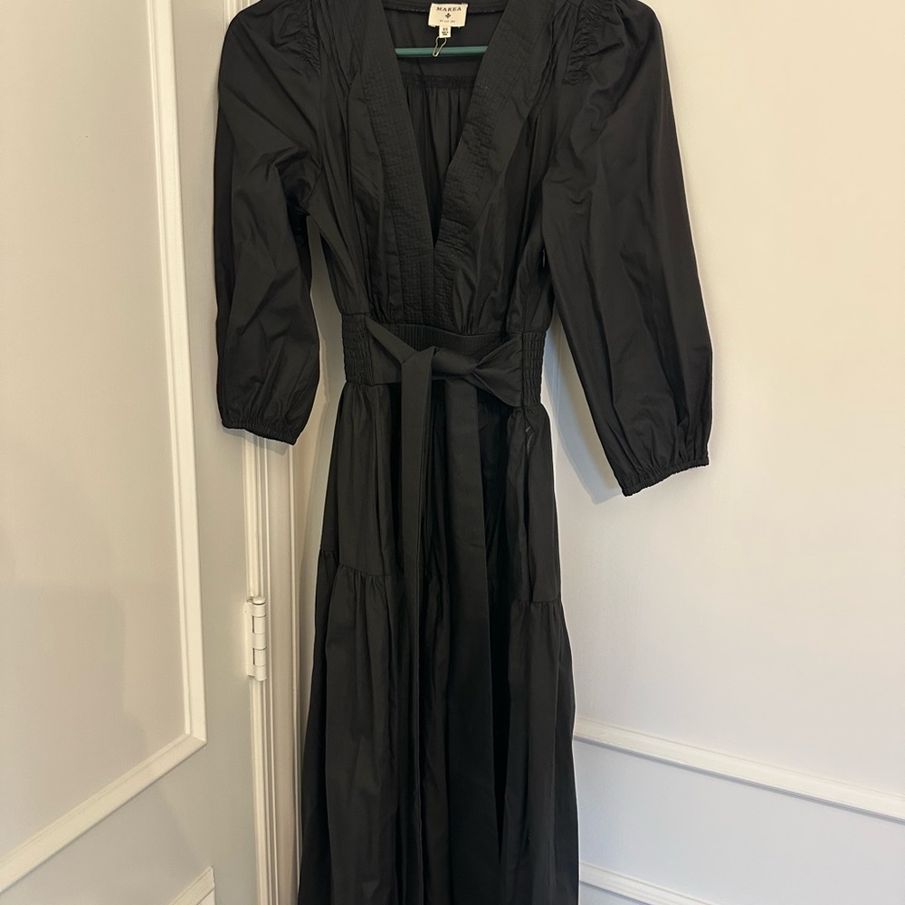 AREA Elegant Black Long Sleeve Dress